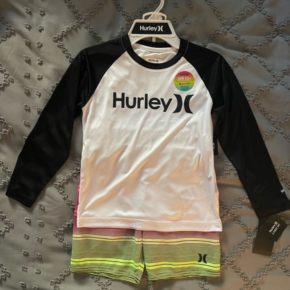 Hurley Swim Trunks and Shirt Boys 7 - Picture 1 of 6